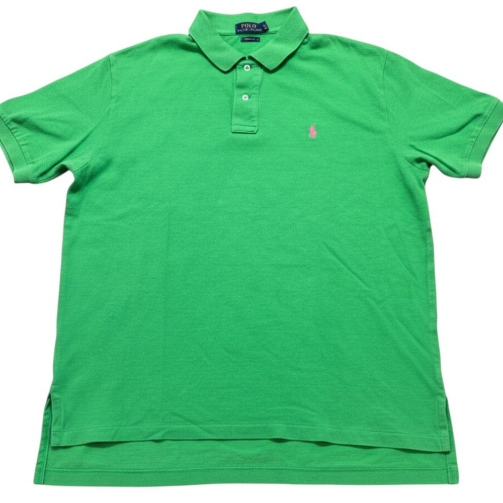 Polo Ralph Lauren Mens XL Classic Fit Short Sleeve Polo Shirt Green Pink Pony